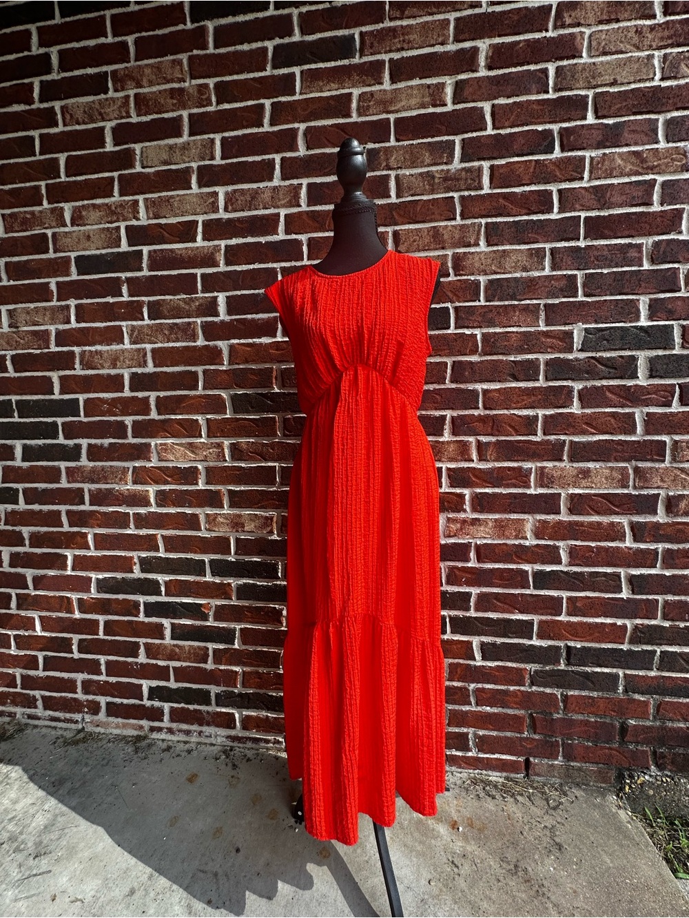 Nine West Bright Orange/Coral Sleeveless Maxi Dress